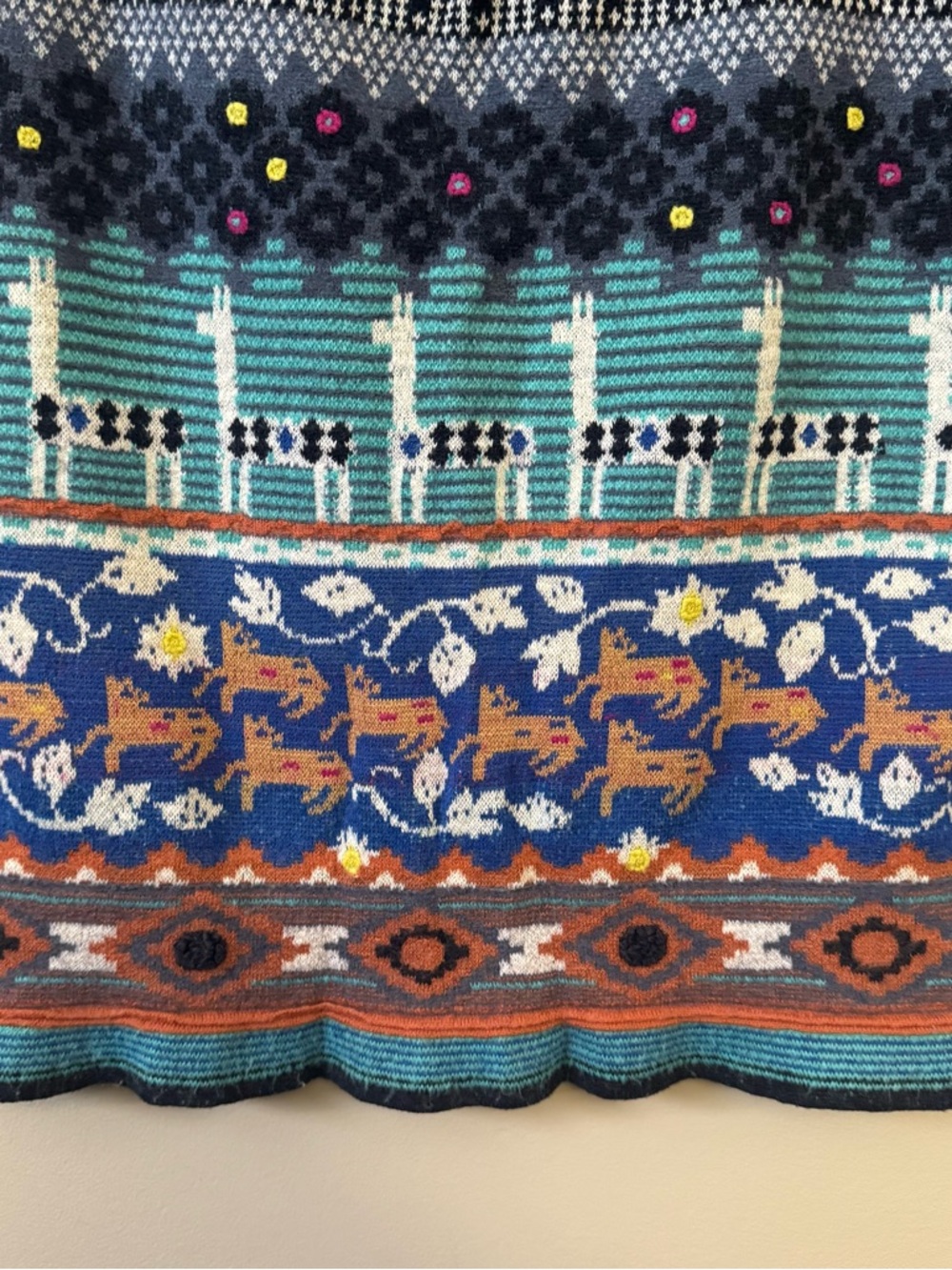Anthropologie HWR colorful wool alpaca blend knit llama line sweater skirt - Picture 4 of 9